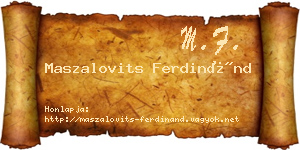 Maszalovits Ferdinánd névjegykártya